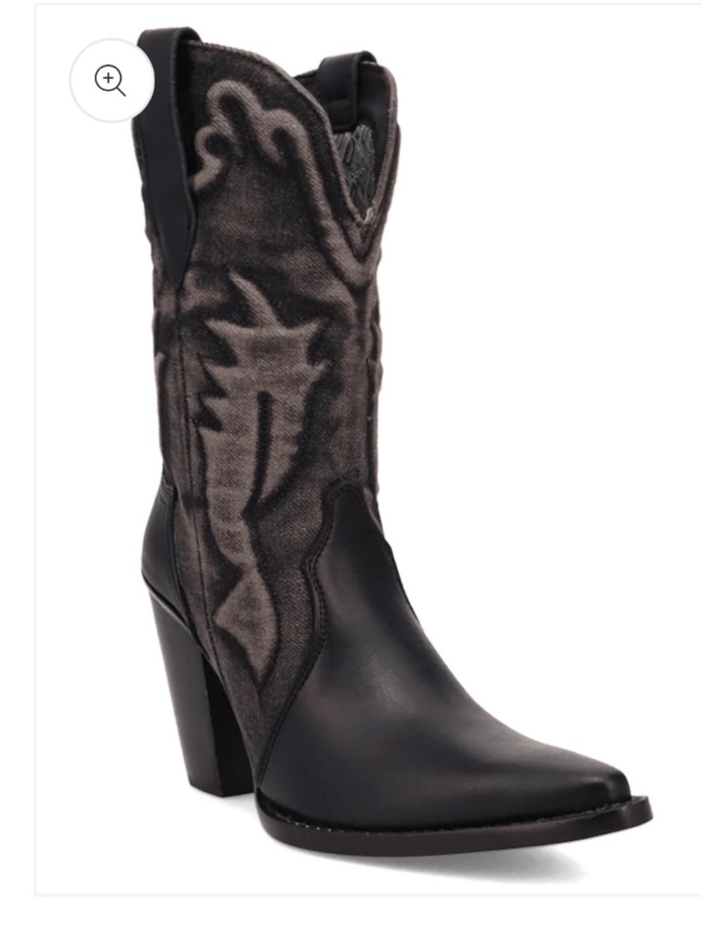 dingo Leather and Denim Western Heeled Boots